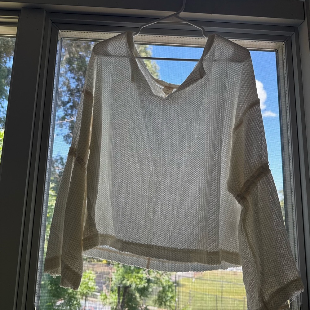 Sheer Cream Long Sleeve Blouse